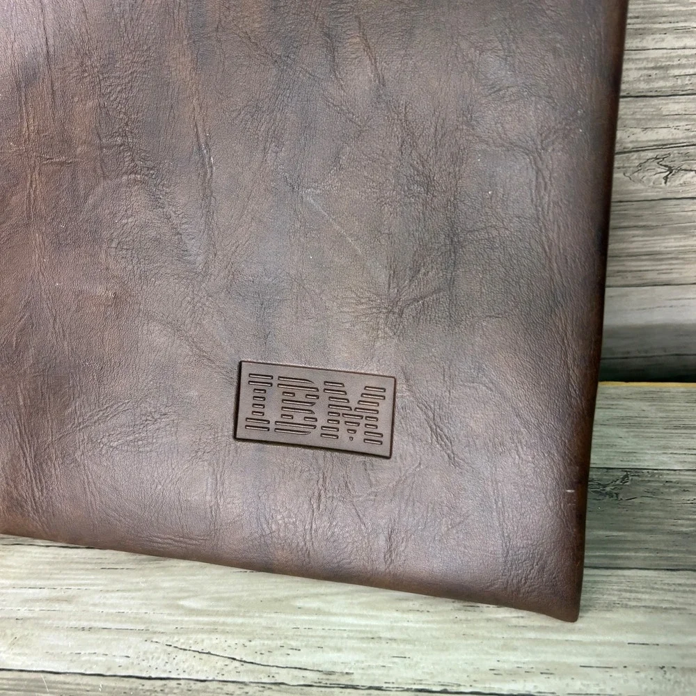 IBM Brown Document Portfolio Holder Leather Pouch Holder Bag Vintage Dad